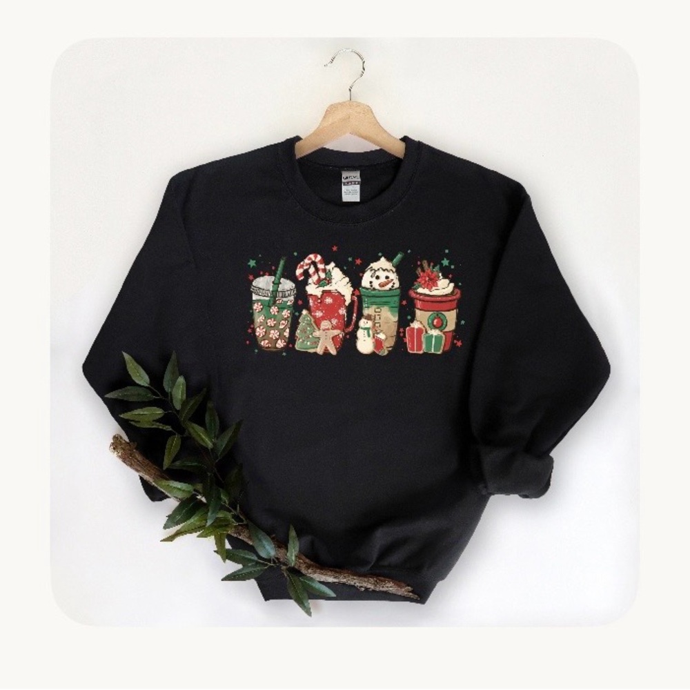Black Holiday Graphic Womens Sweatshirt